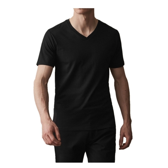 Black V-Neck T-ShirtGemrock Mens V-Neck Short Sleeve Tee - Picture 1 of 4